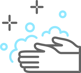 こまめな手洗いや手指衛生を行う